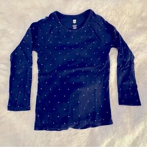 Tea Collection Girls Long Sleeve Shirt,Navy Blue Polka Dot, Girls 10